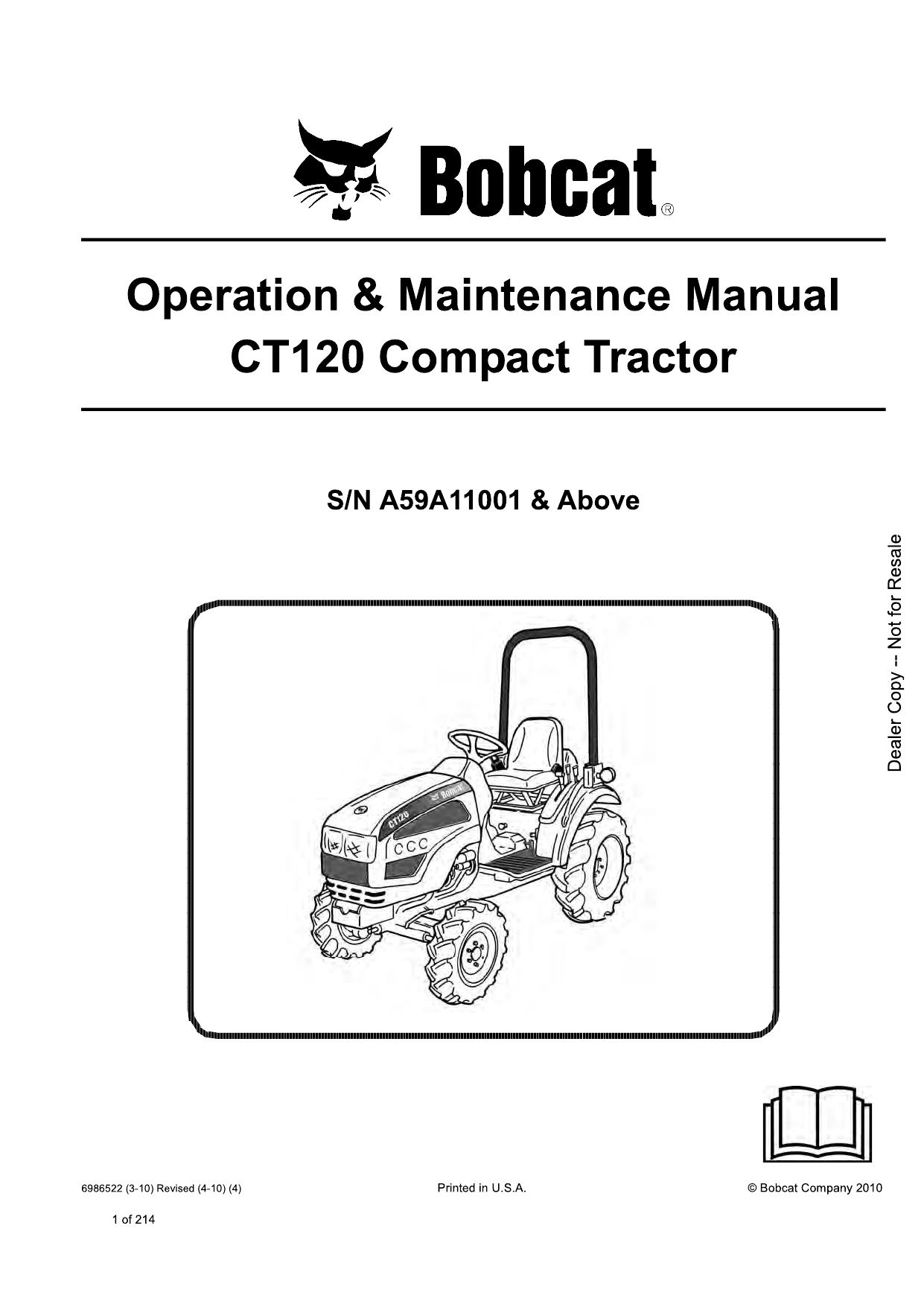 CT120 Compact Tractor Operation & Maintenance Manual Bobcat